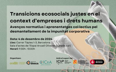 Coorganitzem la jornada: Transicions ecosocials justes en el context d’empreses i drets humans.